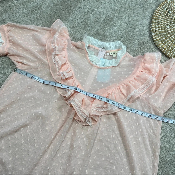 POL Shabby Chic Boho Cottagecore Blouse Ruffle Sheer Fairy Romantic Size L - Picture 13 of 13